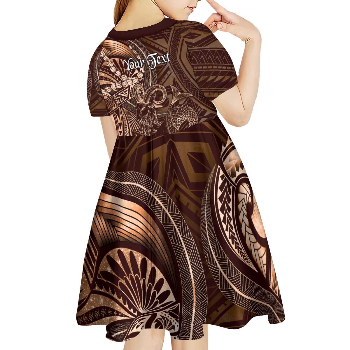 Personalised Polynesia Zodiac Capricorn Kid Short Sleeve Dress Galaxy Polynesian Pattern Chest Tattoo Style LT14 - Polynesian Pride
