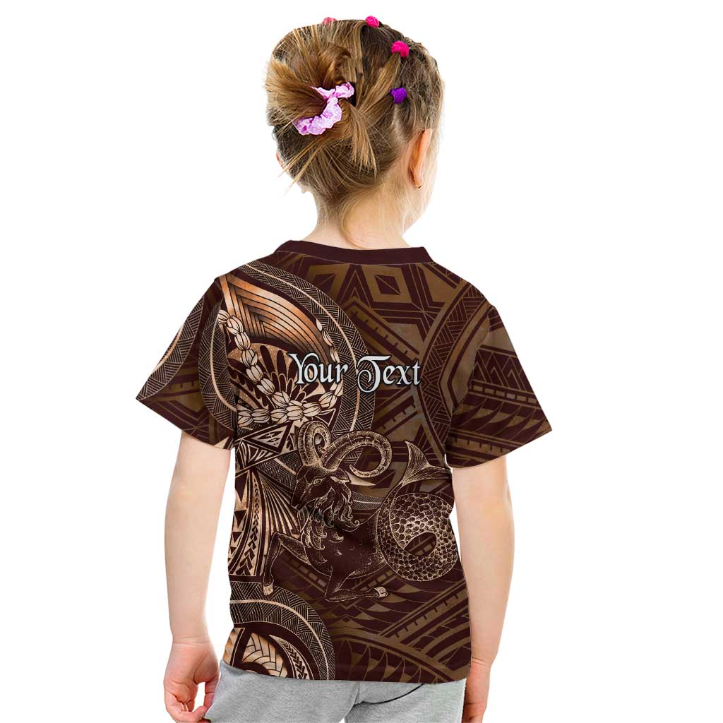 Personalised Polynesia Zodiac Capricorn Kid T Shirt Galaxy Polynesian Pattern Chest Tattoo Style LT14 - Polynesian Pride