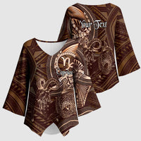 Personalised Polynesia Zodiac Capricorn Kimono Sleeve Blouse Galaxy Polynesian Pattern Chest Tattoo Style LT14 - Polynesian Pride