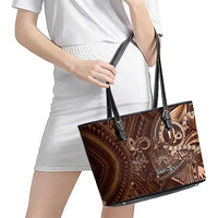 Personalised Polynesia Zodiac Capricorn Leather Tote Bag Galaxy Polynesian Pattern Chest Tattoo Style LT14 - Polynesian Pride