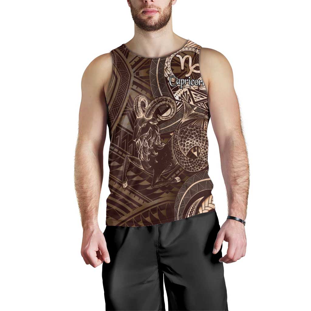 Personalised Polynesia Zodiac Capricorn Men Tank Top Galaxy Polynesian Pattern Chest Tattoo Style LT14 - Polynesian Pride
