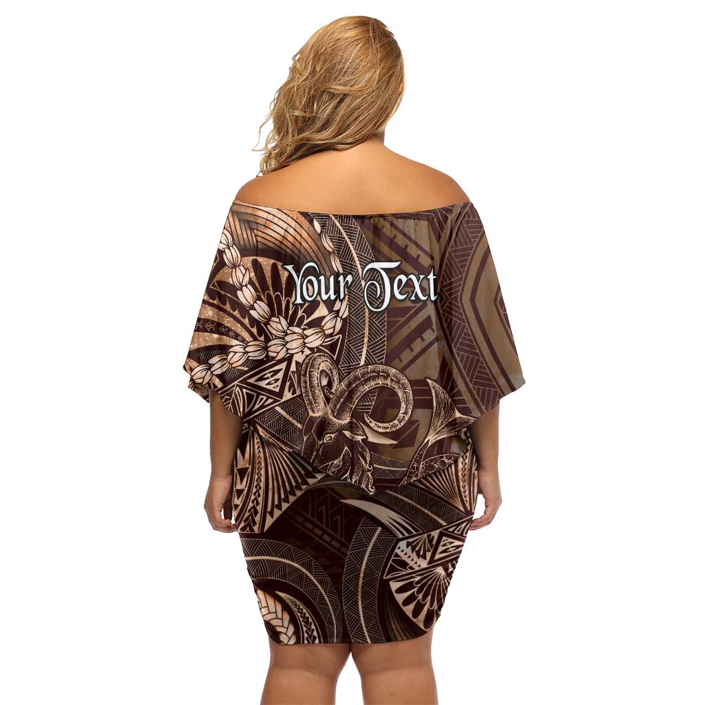 Personalised Polynesia Zodiac Capricorn Off Shoulder Short Dress Galaxy Polynesian Pattern Chest Tattoo Style LT14 - Polynesian Pride