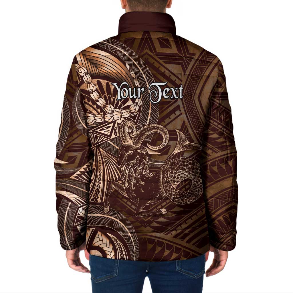 Personalised Polynesia Zodiac Capricorn Padded Jacket Galaxy Polynesian Pattern Chest Tattoo Style LT14 - Polynesian Pride