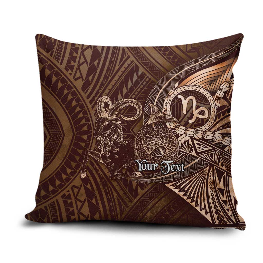 Personalised Polynesia Zodiac Capricorn Pillow Cover Galaxy Polynesian Pattern Chest Tattoo Style LT14 Brown - Polynesian Pride