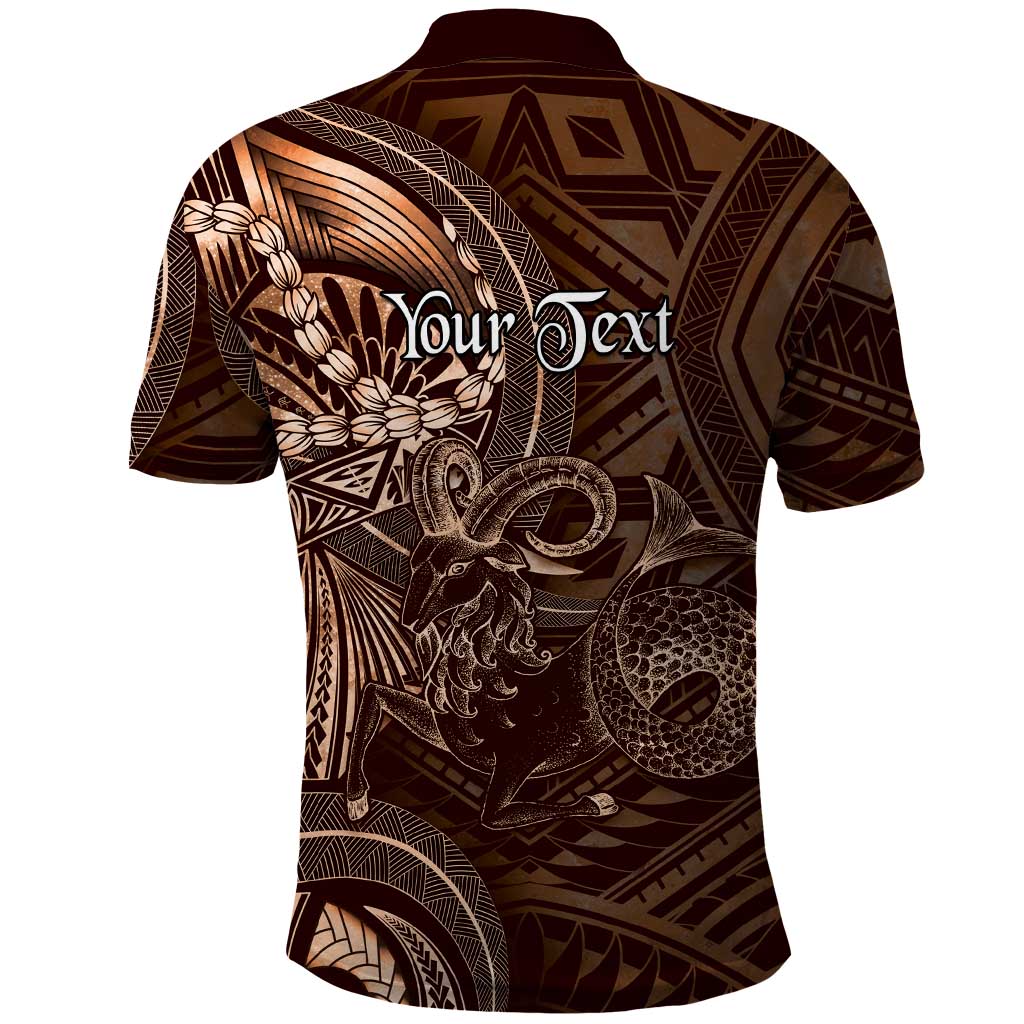 Personalised Polynesia Zodiac Capricorn Polo Shirt Galaxy Polynesian Pattern Chest Tattoo Style LT14 - Polynesian Pride