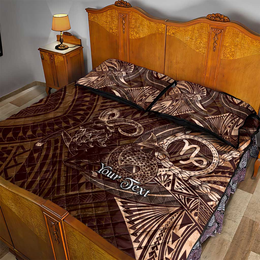 Personalised Polynesia Zodiac Capricorn Quilt Bed Set Galaxy Polynesian Pattern Chest Tattoo Style LT14 - Polynesian Pride
