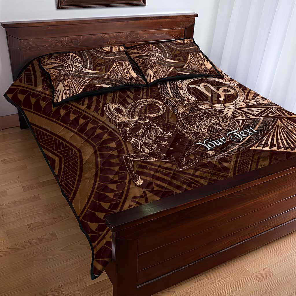 Personalised Polynesia Zodiac Capricorn Quilt Bed Set Galaxy Polynesian Pattern Chest Tattoo Style LT14 - Polynesian Pride