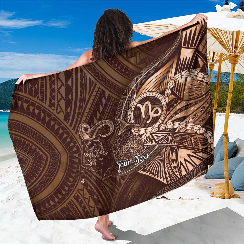 Personalised Polynesia Zodiac Capricorn Sarong Galaxy Polynesian Pattern Chest Tattoo Style LT14 One Size 44 x 66 inches Brown - Polynesian Pride