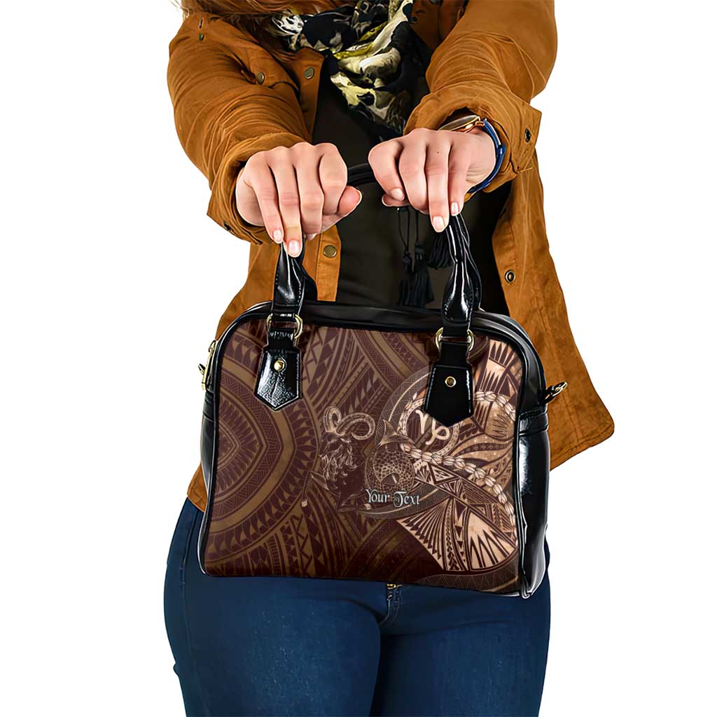 Personalised Polynesia Zodiac Capricorn Shoulder Handbag Galaxy Polynesian Pattern Chest Tattoo Style LT14 One Size Brown - Polynesian Pride