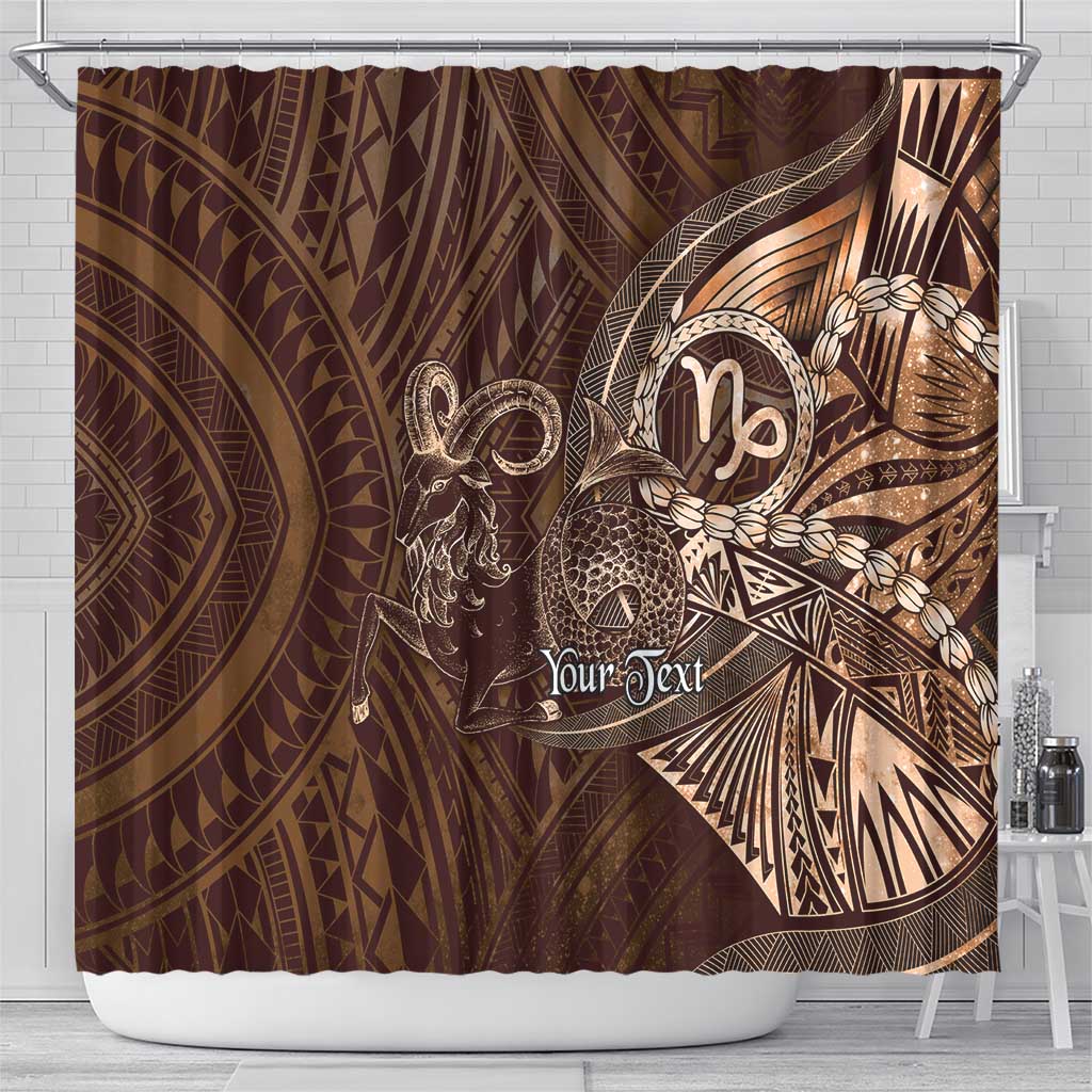 Personalised Polynesia Zodiac Capricorn Shower Curtain Galaxy Polynesian Pattern Chest Tattoo Style LT14 - Polynesian Pride