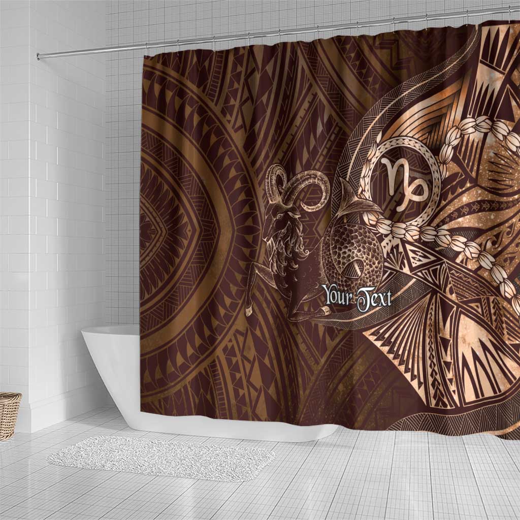 Personalised Polynesia Zodiac Capricorn Shower Curtain Galaxy Polynesian Pattern Chest Tattoo Style LT14 - Polynesian Pride