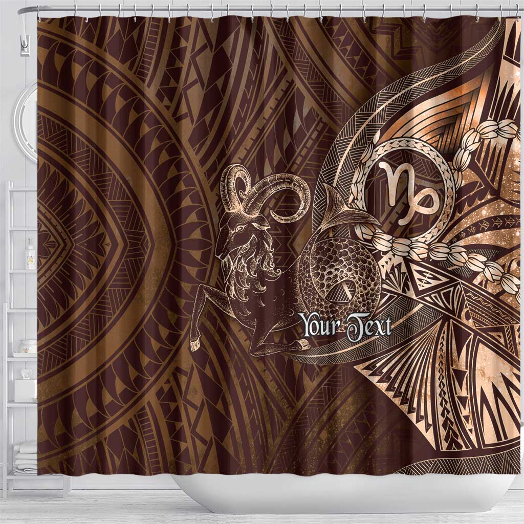 Personalised Polynesia Zodiac Capricorn Shower Curtain Galaxy Polynesian Pattern Chest Tattoo Style LT14 - Polynesian Pride