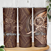 Personalised Polynesia Zodiac Capricorn Skinny Tumbler Galaxy Polynesian Pattern Chest Tattoo Style LT14 - Polynesian Pride