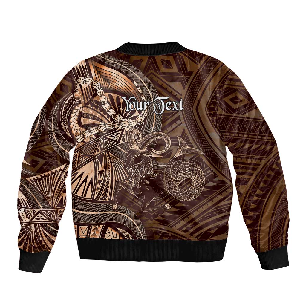 Personalised Polynesia Zodiac Capricorn Sleeve Zip Bomber Jacket Galaxy Polynesian Pattern Chest Tattoo Style LT14 - Polynesian Pride