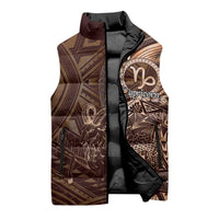 Personalised Polynesia Zodiac Capricorn Sleeveless Puffer Jacket Galaxy Polynesian Pattern Chest Tattoo Style LT14 - Polynesian Pride