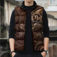 Personalised Polynesia Zodiac Capricorn Sleeveless Puffer Jacket Galaxy Polynesian Pattern Chest Tattoo Style LT14 - Polynesian Pride