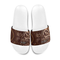 Personalised Polynesia Zodiac Capricorn Slide Sandals Galaxy Polynesian Pattern Chest Tattoo Style LT14 Brown - Polynesian Pride