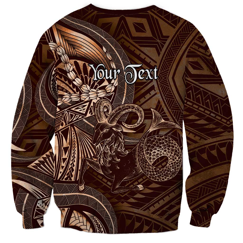 Personalised Polynesia Zodiac Capricorn Sweatshirt Galaxy Polynesian Pattern Chest Tattoo Style LT14 - Polynesian Pride