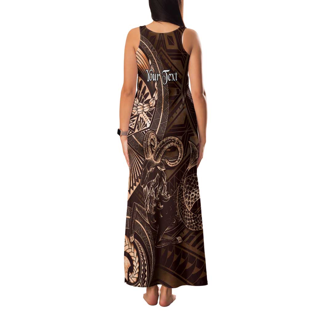 Personalised Polynesia Zodiac Capricorn Tank Maxi Dress Galaxy Polynesian Pattern Chest Tattoo Style LT14 - Polynesian Pride