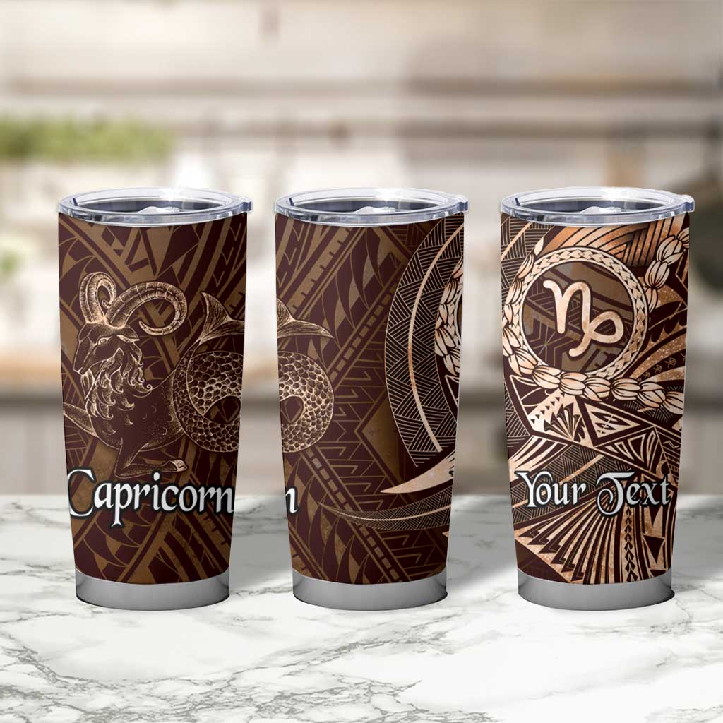 Personalised Polynesia Zodiac Capricorn Tumbler Cup Galaxy Polynesian Pattern Chest Tattoo Style LT14 - Polynesian Pride