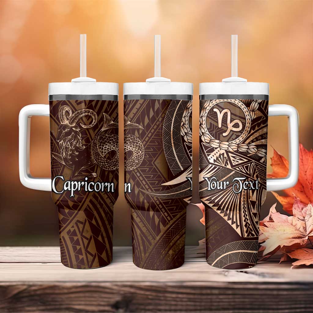 Personalised Polynesia Zodiac Capricorn Tumbler With Handle Galaxy Polynesian Pattern Chest Tattoo Style LT14 - Polynesian Pride