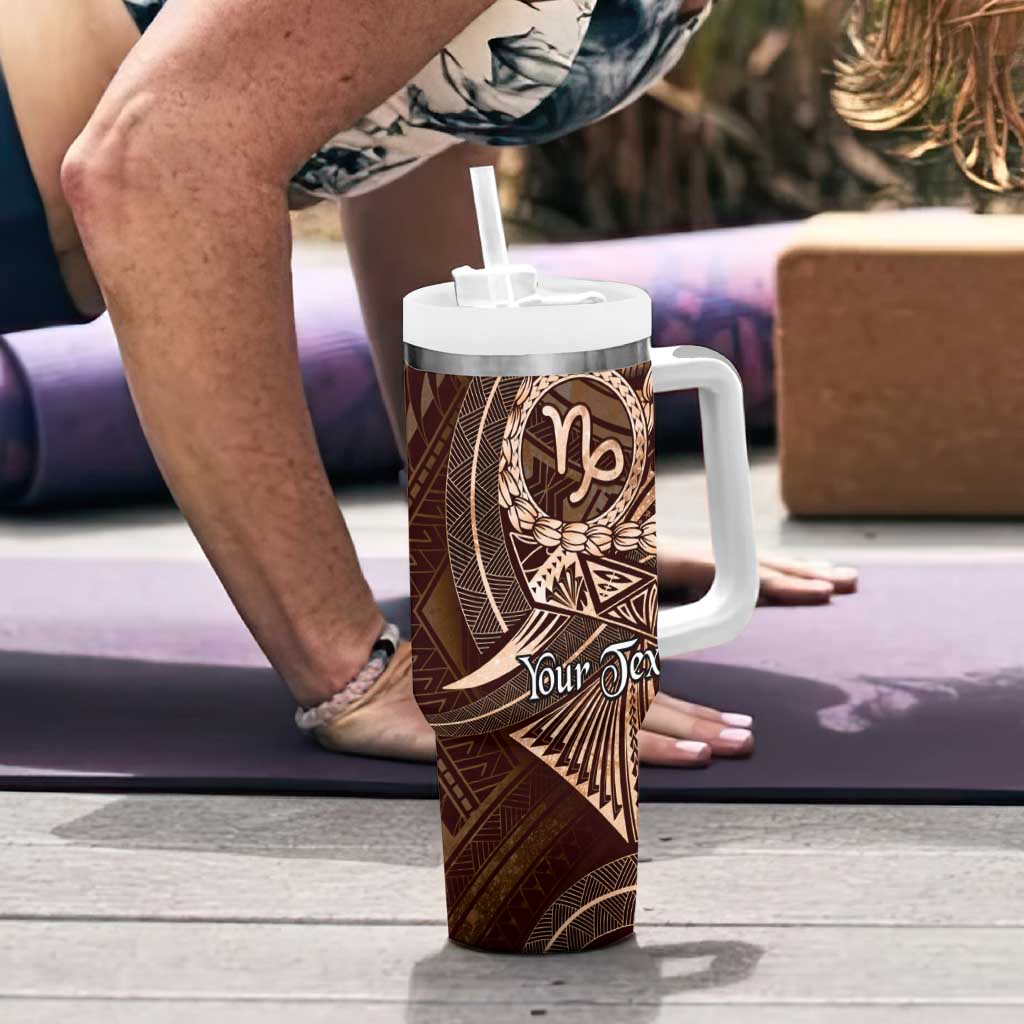 Personalised Polynesia Zodiac Capricorn Tumbler With Handle Galaxy Polynesian Pattern Chest Tattoo Style LT14 - Polynesian Pride