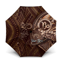 Personalised Polynesia Zodiac Capricorn Umbrella Galaxy Polynesian Pattern Chest Tattoo Style LT14 One Size Folded 11.42 inch Opened Diameter 37.4 inch Brown - Polynesian Pride