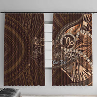 Personalised Polynesia Zodiac Capricorn Window Curtain Galaxy Polynesian Pattern Chest Tattoo Style LT14 With Hooks Brown - Polynesian Pride