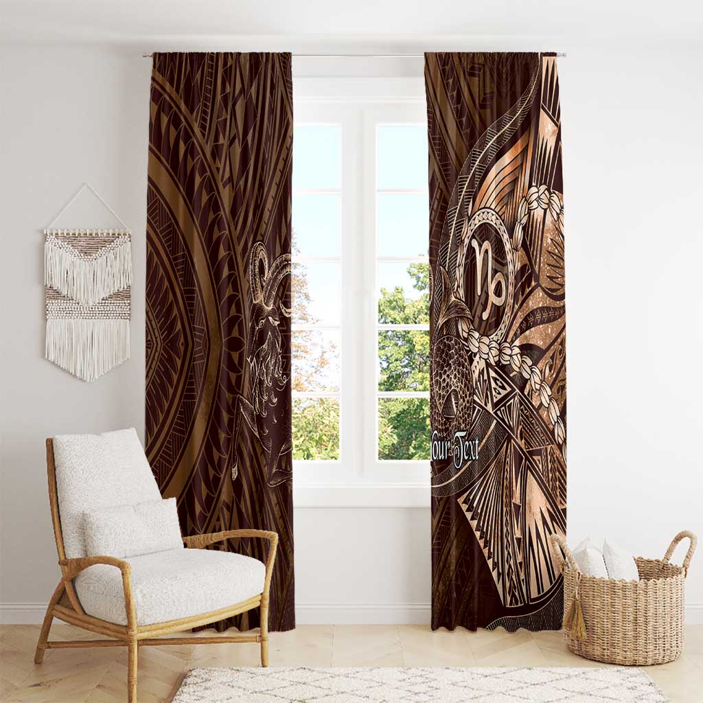 Personalised Polynesia Zodiac Capricorn Window Curtain Galaxy Polynesian Pattern Chest Tattoo Style LT14 - Polynesian Pride
