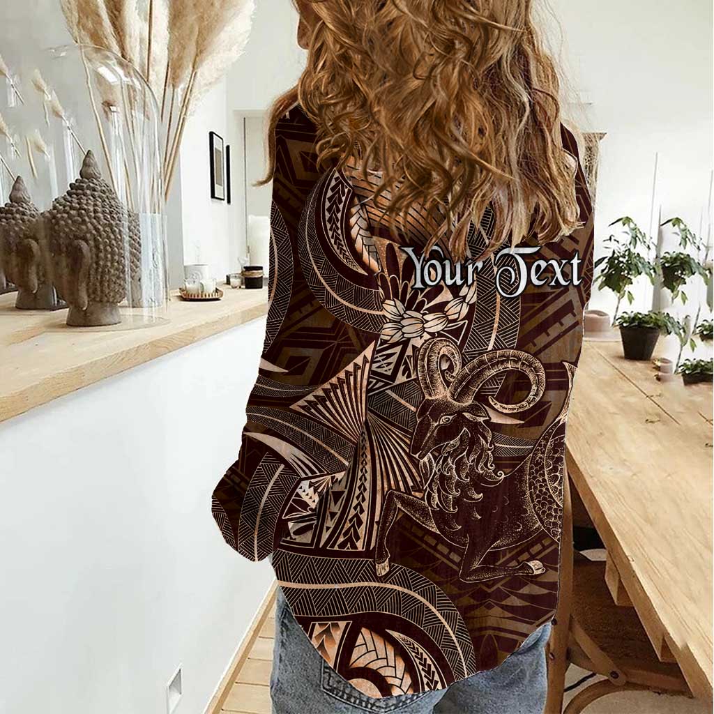 Personalised Polynesia Zodiac Capricorn Women Casual Shirt Galaxy Polynesian Pattern Chest Tattoo Style LT14 - Polynesian Pride