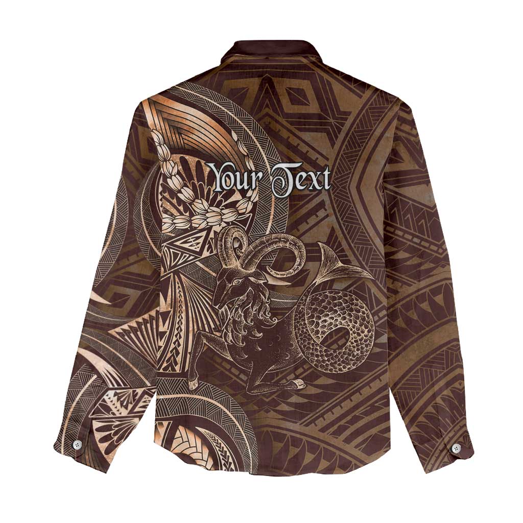 Personalised Polynesia Zodiac Capricorn Women Casual Shirt Galaxy Polynesian Pattern Chest Tattoo Style LT14 - Polynesian Pride