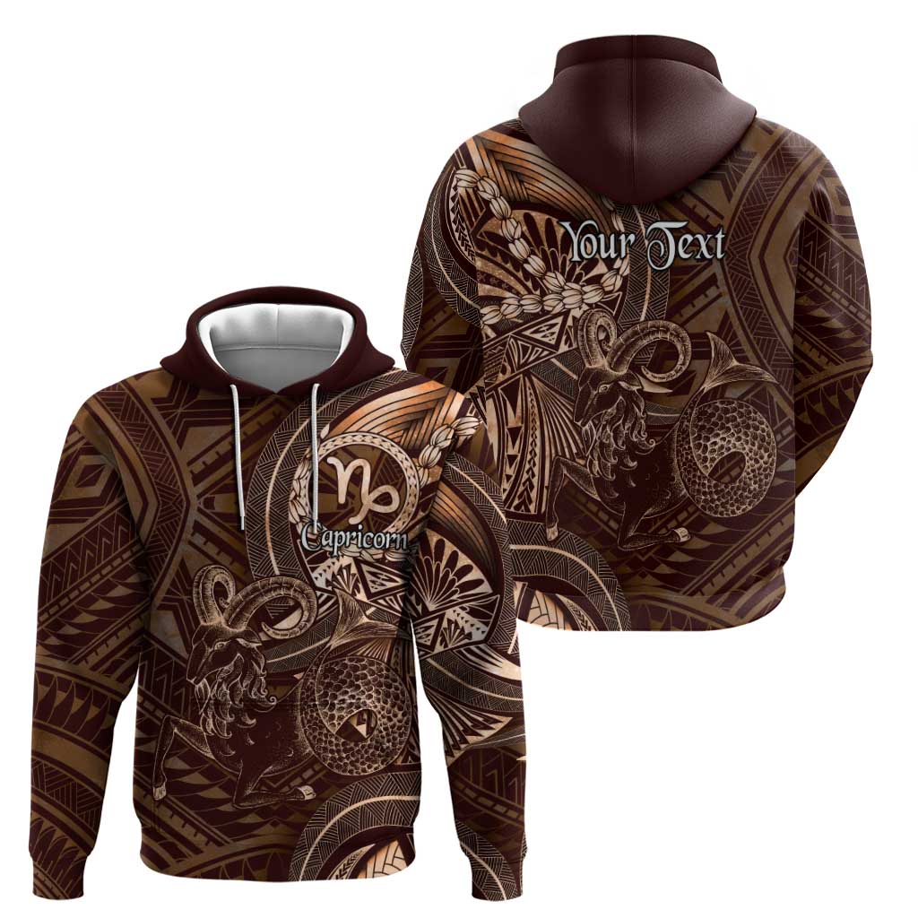 Personalised Polynesia Zodiac Capricorn Zip Hoodie Galaxy Polynesian Pattern Chest Tattoo Style LT14 - Polynesian Pride