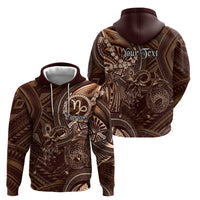 Personalised Polynesia Zodiac Capricorn Zip Hoodie Galaxy Polynesian Pattern Chest Tattoo Style LT14 - Polynesian Pride