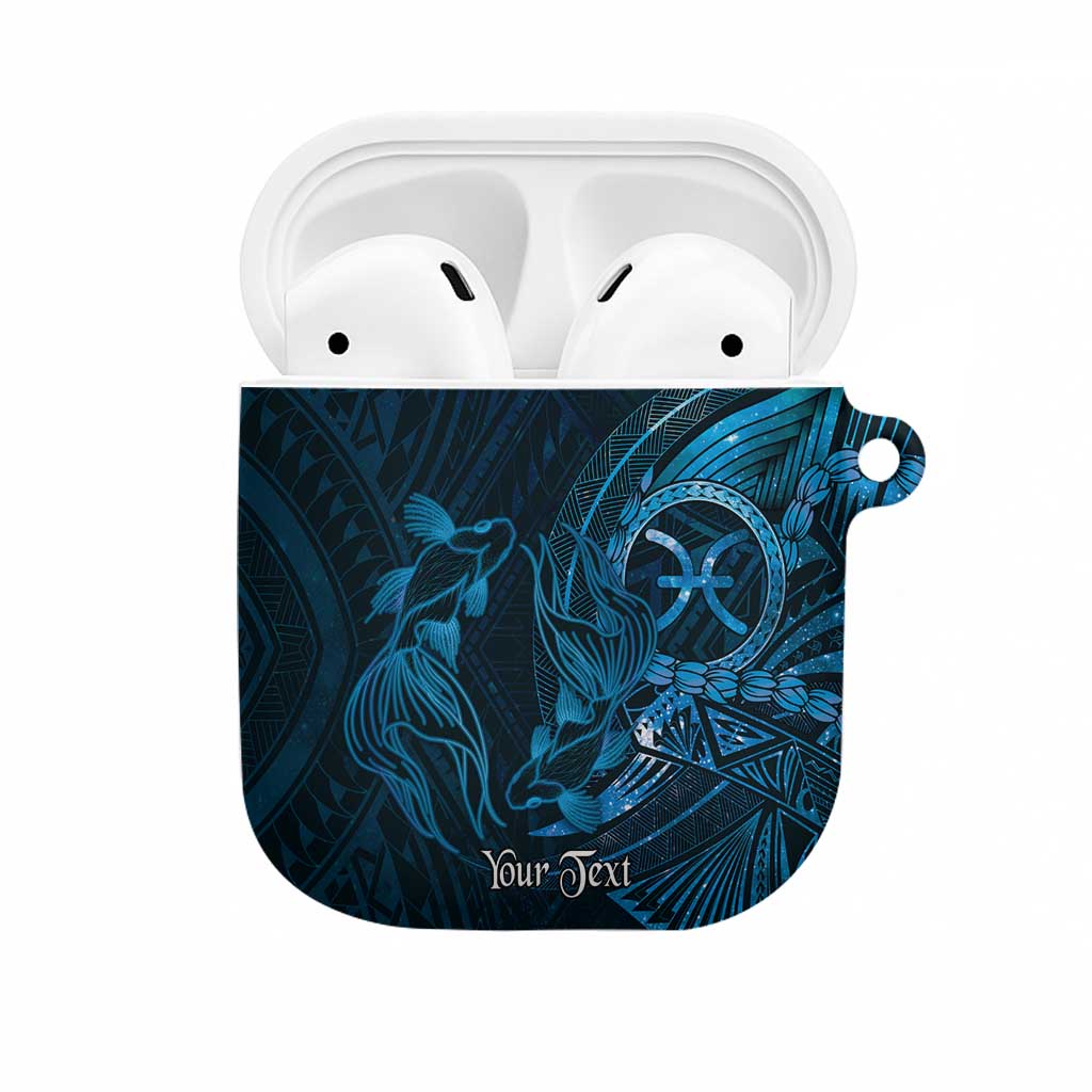 Personalised Polynesia Zodiac Pisces AirPods Case Galaxy Polynesian Pattern Chest Tattoo Style LT14 Blue - Polynesian Pride