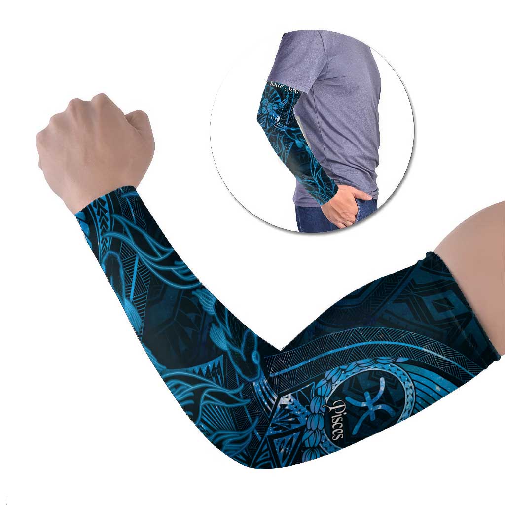 Personalised Polynesia Zodiac Pisces Arm Sleeves Galaxy Polynesian Pattern Chest Tattoo Style LT14 Set of 2 Blue - Polynesian Pride