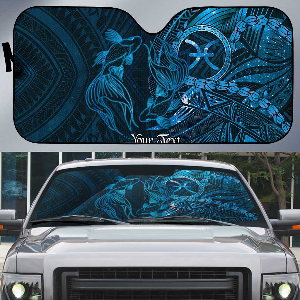 Personalised Polynesia Zodiac Pisces Auto Sun Shade Galaxy Polynesian Pattern Chest Tattoo Style LT14 Blue - Polynesian Pride