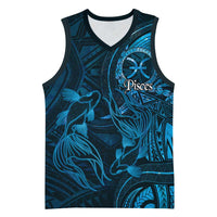 Personalised Polynesia Zodiac Pisces Basketball Jersey Galaxy Polynesian Pattern Chest Tattoo Style