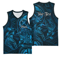 Personalised Polynesia Zodiac Pisces Basketball Jersey Galaxy Polynesian Pattern Chest Tattoo Style