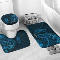 Personalised Polynesia Zodiac Pisces Bathroom Set Galaxy Polynesian Pattern Chest Tattoo Style LT14 Mat Set Only (3 pcs) One Size Blue - Polynesian Pride