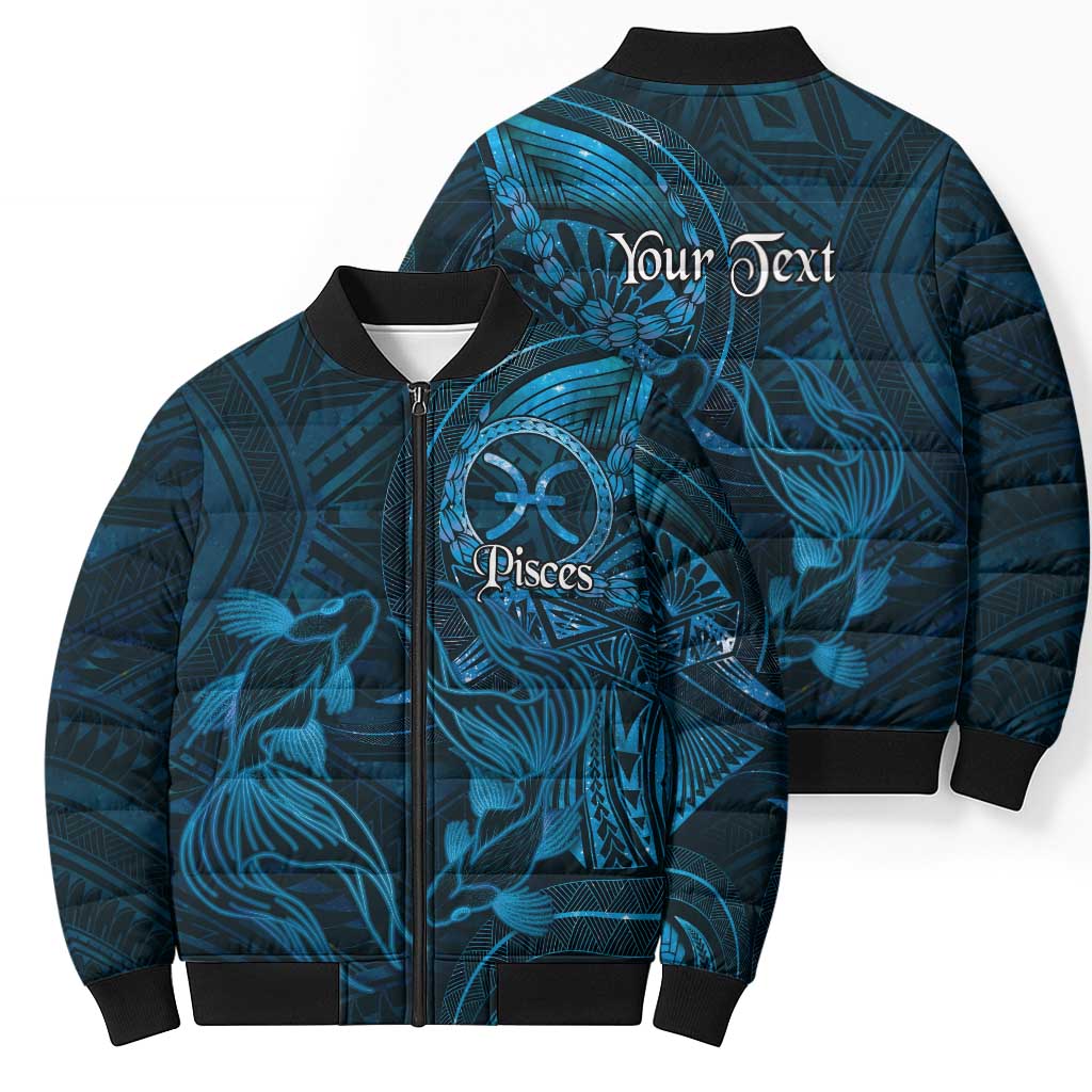 Personalised Polynesia Zodiac Pisces Bomber Puffer Jacket Galaxy Polynesian Pattern Chest Tattoo Style LT14 - Polynesian Pride