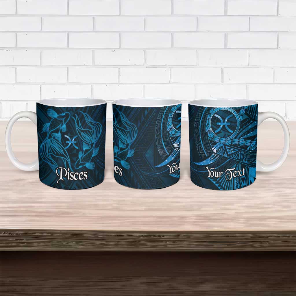 Personalised Polynesia Zodiac Pisces Ceramic Mug Galaxy Polynesian Pattern Chest Tattoo Style LT14 - Polynesian Pride