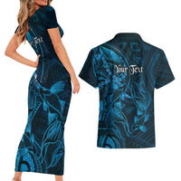 Personalised Polynesia Zodiac Pisces Couples Matching Short Sleeve Bodycon Dress and Hawaiian Shirt Galaxy Polynesian Pattern Chest Tattoo Style LT14 - Polynesian Pride