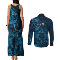Personalised Polynesia Zodiac Pisces Couples Matching Tank Maxi Dress and Long Sleeve Button Shirt Galaxy Polynesian Pattern Chest Tattoo Style LT14 - Polynesian Pride