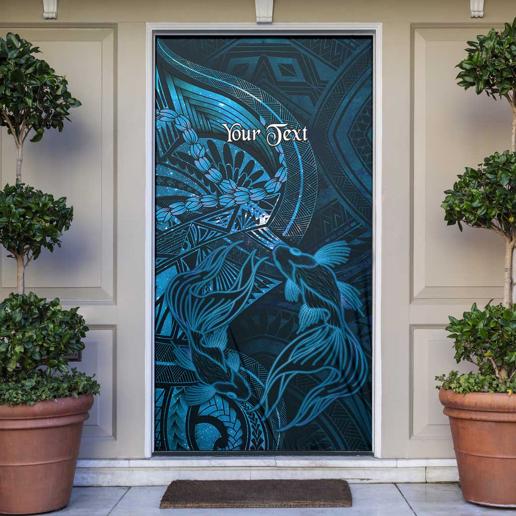 Personalised Polynesia Zodiac Pisces Door Cover Galaxy Polynesian Pattern Chest Tattoo Style LT14 Blue - Polynesian Pride