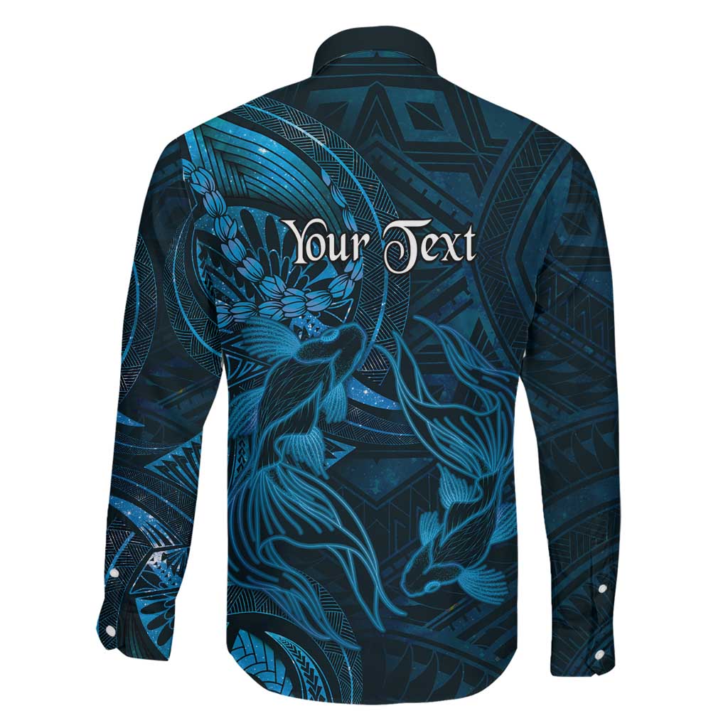 Personalised Polynesia Zodiac Pisces Family Matching Long Sleeve Bodycon Dress and Hawaiian Shirt Galaxy Polynesian Pattern Chest Tattoo Style