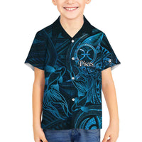 Personalised Polynesia Zodiac Pisces Family Matching Long Sleeve Bodycon Dress and Hawaiian Shirt Galaxy Polynesian Pattern Chest Tattoo Style
