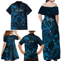 Personalised Polynesia Zodiac Pisces Family Matching Off Shoulder Maxi Dress and Hawaiian Shirt Galaxy Polynesian Pattern Chest Tattoo Style LT14 - Polynesian Pride