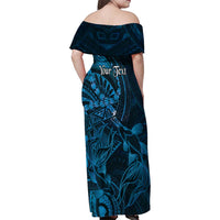 Personalised Polynesia Zodiac Pisces Family Matching Off Shoulder Maxi Dress and Hawaiian Shirt Galaxy Polynesian Pattern Chest Tattoo Style LT14 - Polynesian Pride