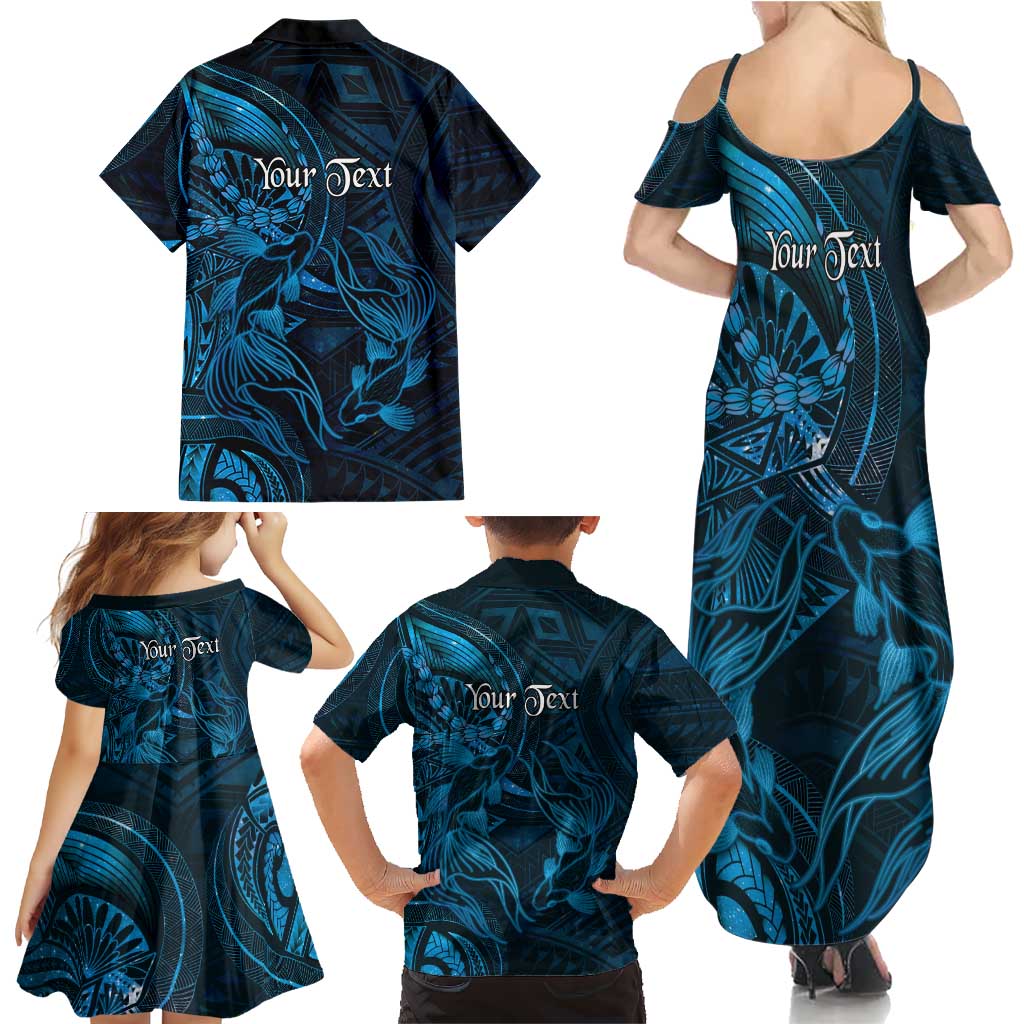 Personalised Polynesia Zodiac Pisces Family Matching Summer Maxi Dress and Hawaiian Shirt Galaxy Polynesian Pattern Chest Tattoo Style LT14 - Polynesian Pride