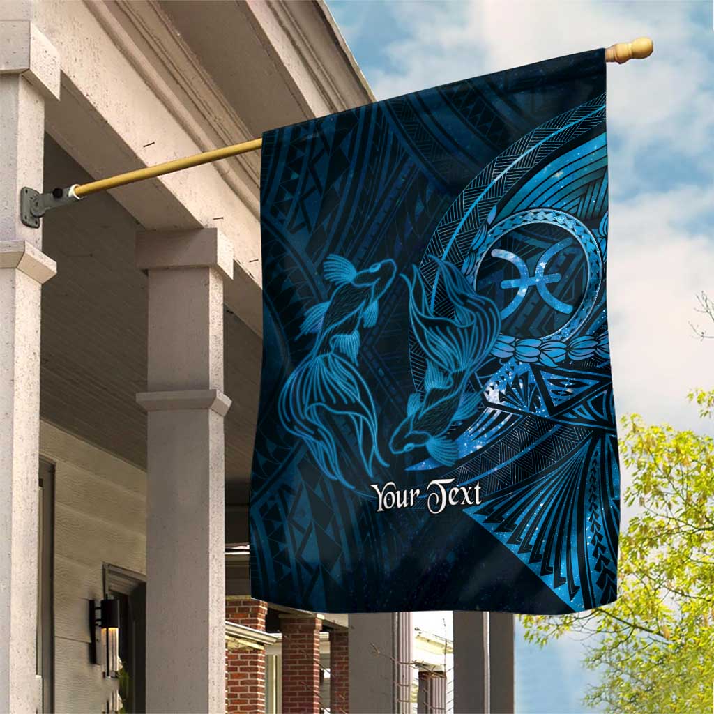 Personalised Polynesia Zodiac Pisces Garden Flag Galaxy Polynesian Pattern Chest Tattoo Style LT14 House Flag Blue - Polynesian Pride